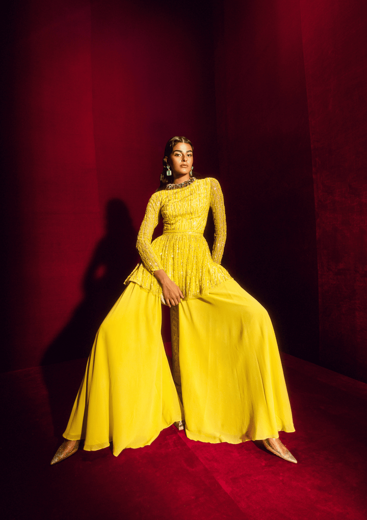 Yellow Peplum Palazzo