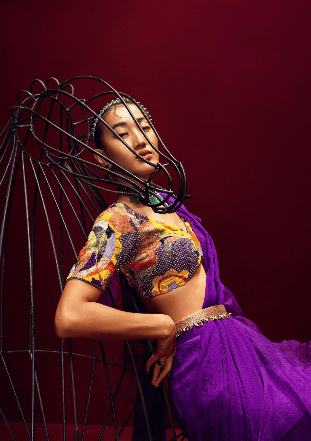 Purple Drape Saree