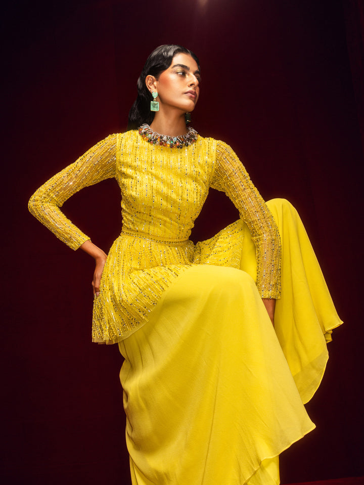 Yellow Peplum Palazzo