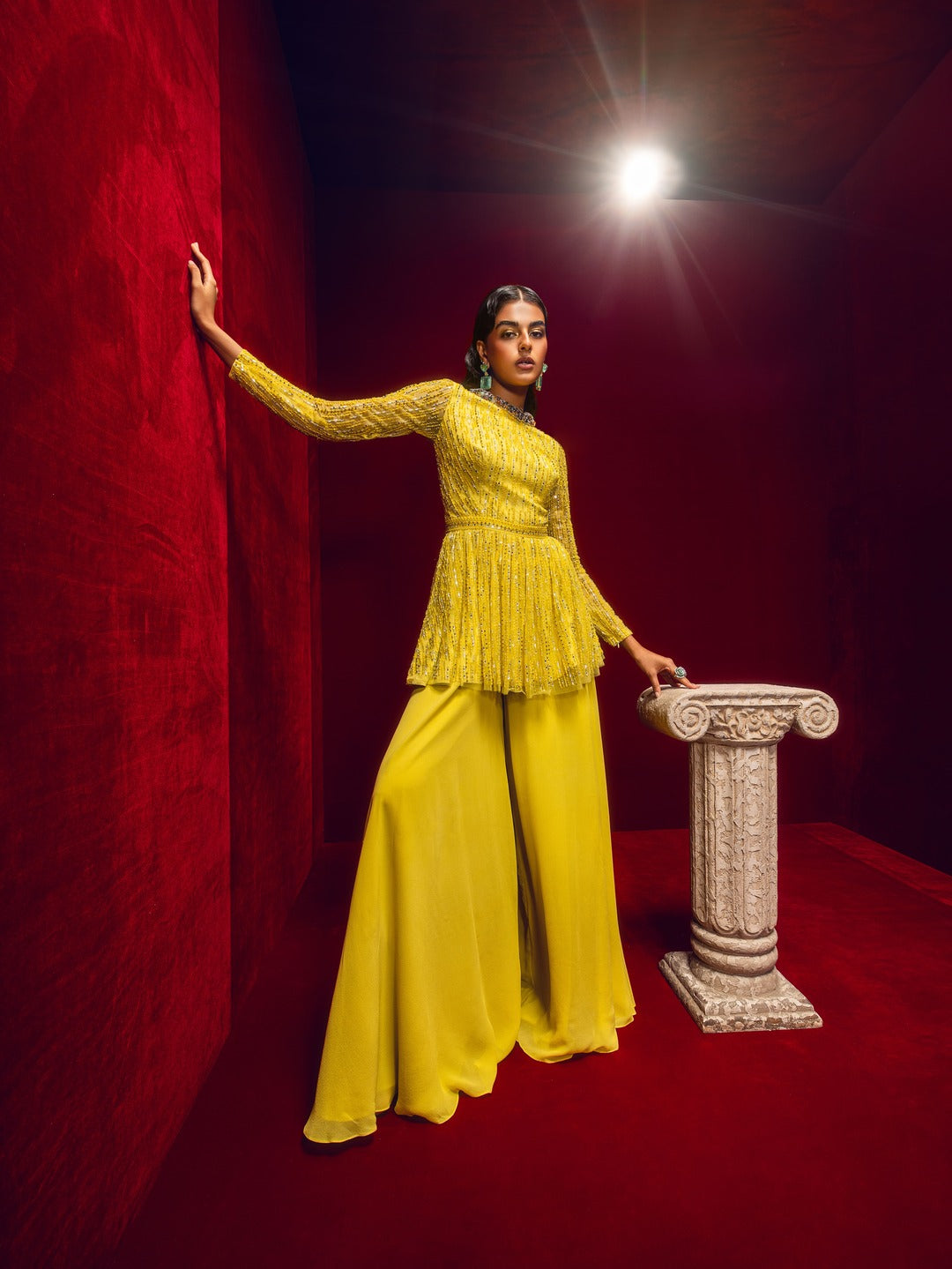 Yellow Peplum Palazzo