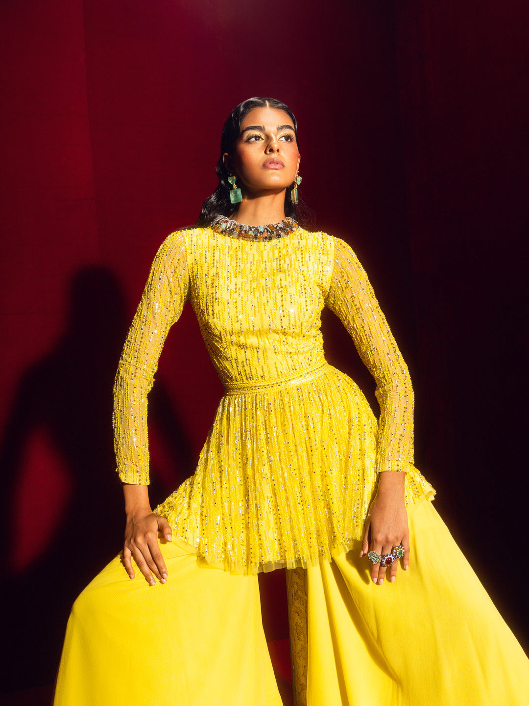 Yellow Peplum Palazzo