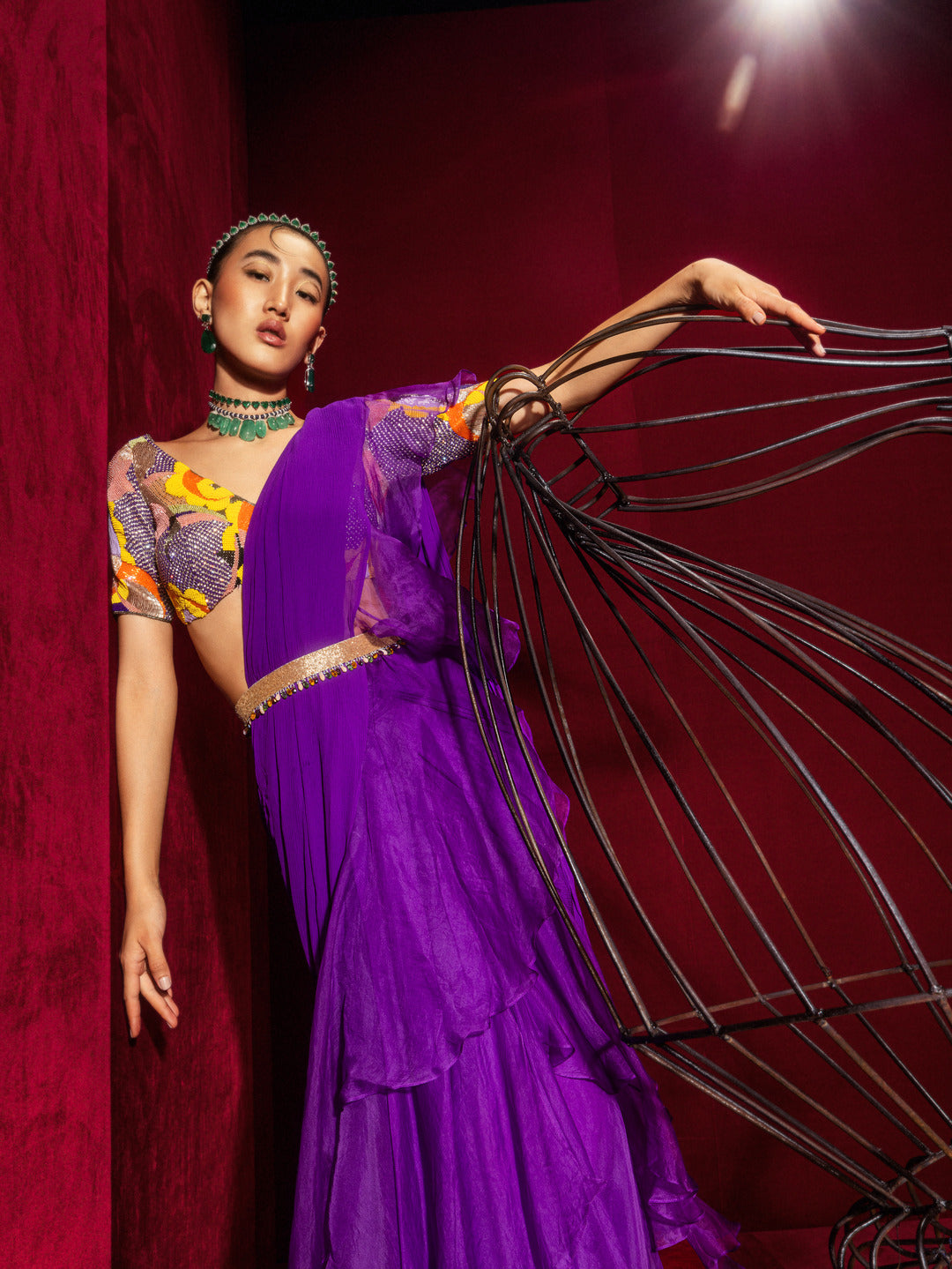 Purple Drape Saree