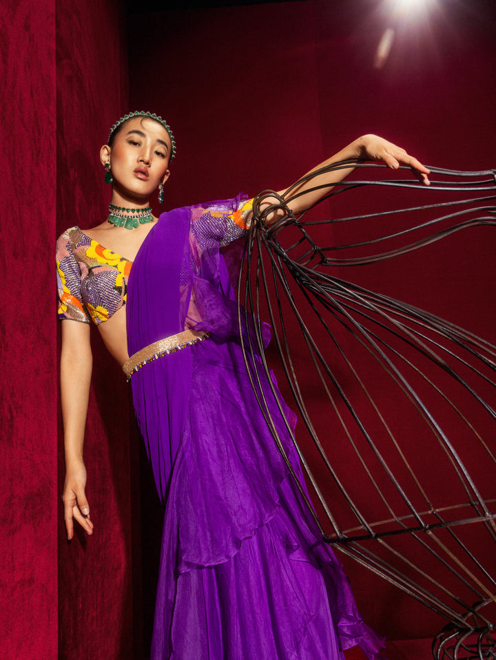 Purple Drape Saree