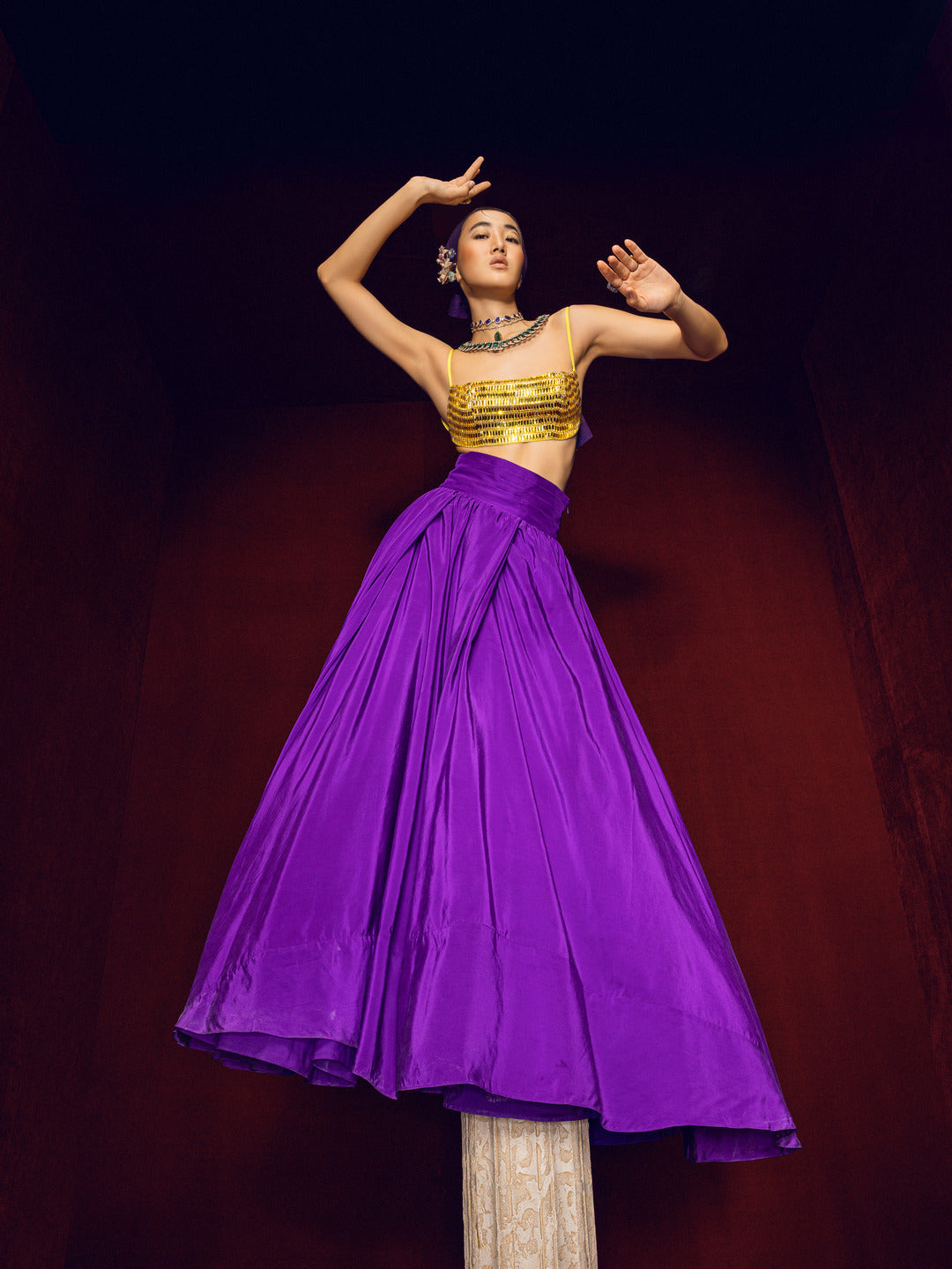 Purple Silk Lehenga
