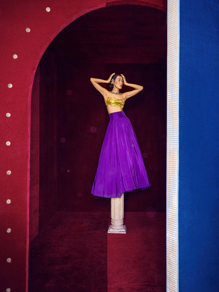 Purple Silk Lehenga