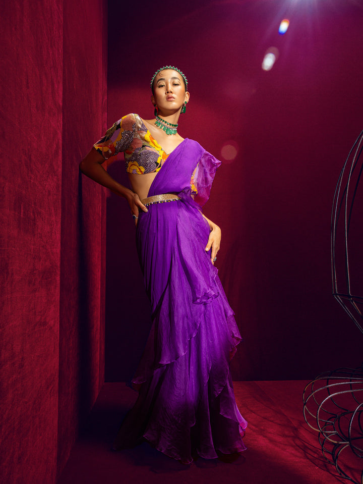 Purple Drape Saree