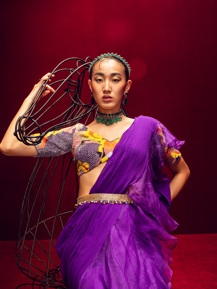 Purple Drape Saree