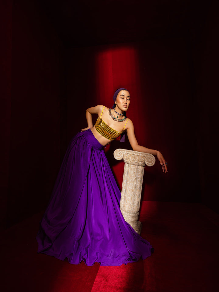 Purple Silk Lehenga