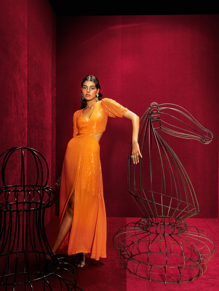 Orange Sequin Dress